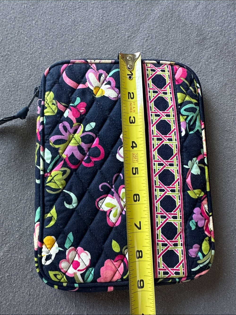 Vera Bradley Navy Quilted Floral Tablet Sleeve with Pink Trim - Picture 2 of 3